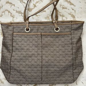 Anya Hindmarch Beige Tote Bag with gold hardware.